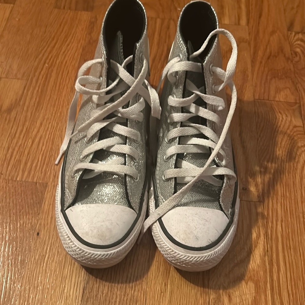 Silver Metallic Converse  (Size 4)